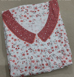 Cotton Pleated, With Pockets, No Open Large Printed Nighty