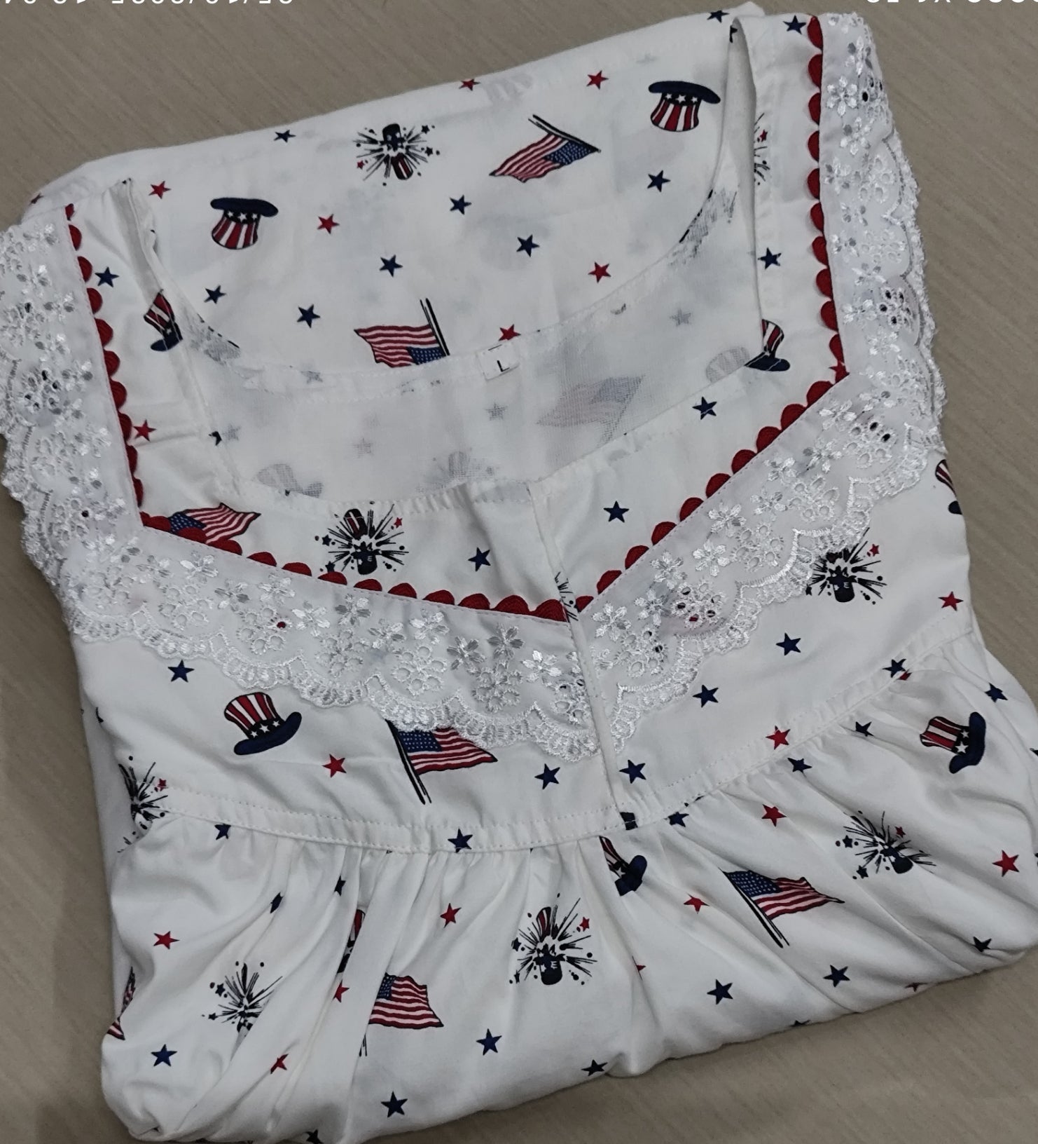 Cotton Pleated, With Pockets, No Open Large Printed Nighty