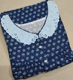 Cotton Pleated, With Pockets, Half Open Xlarge Printed Nighty