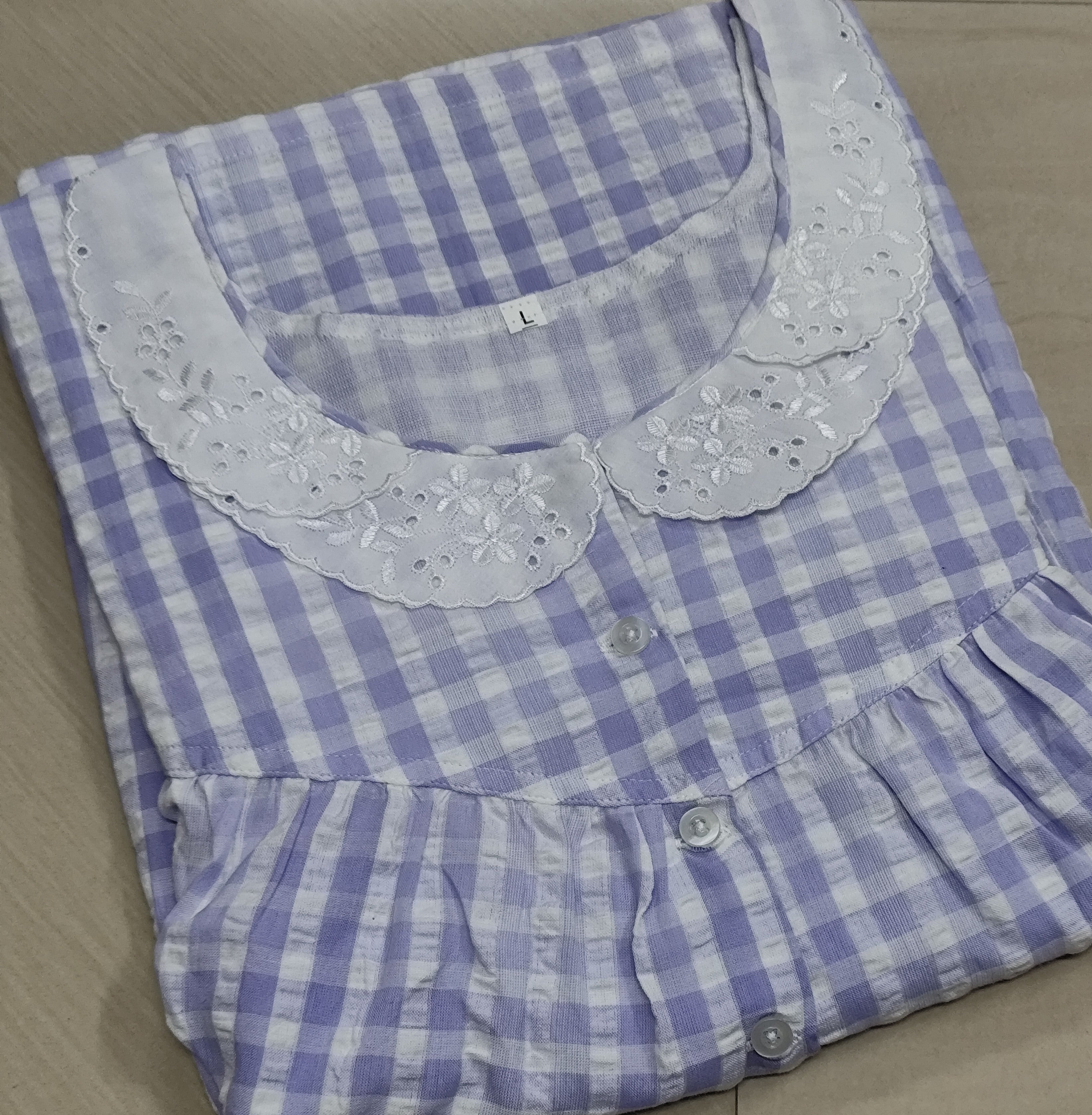 Bantex Pleated, With Pockets, Half Open Large Printed Nighty