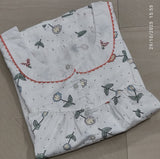 Cotton Pleated, With Pockets, Half Open Large Printed Nighty