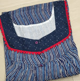 Soft Cotton Pleated, With Pockets, Half Open Large Printed Nighty