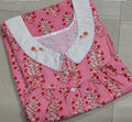 Cotton Pleated, With Pockets, Half Open Large Printed Nighty