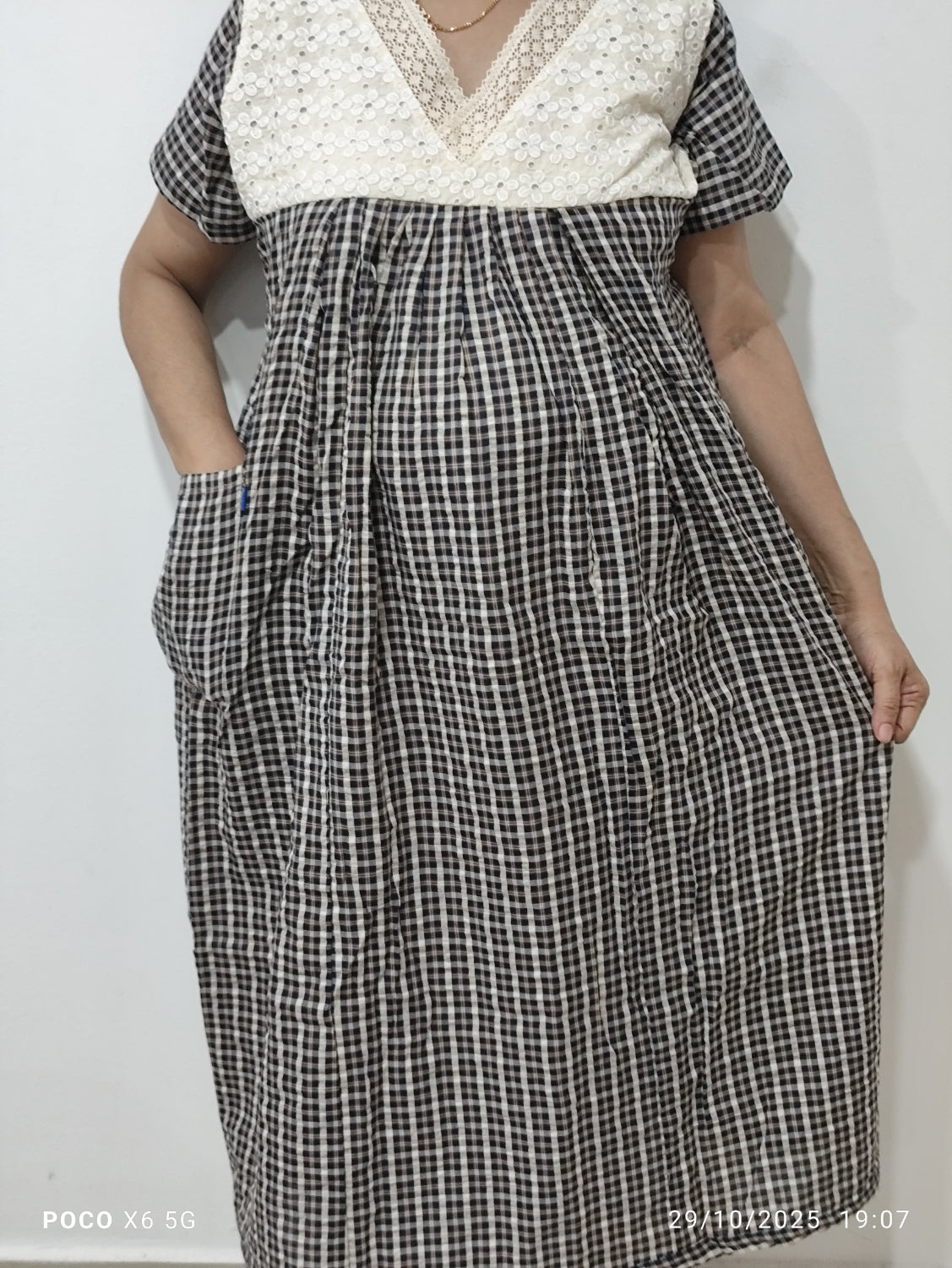 Cotton Side zip, With Pockets, Back A-line Medium Printed Maternity Wear