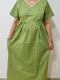 Cotton With Pockets, Back A-line, Side elastic Medium Printed Frock Nighty