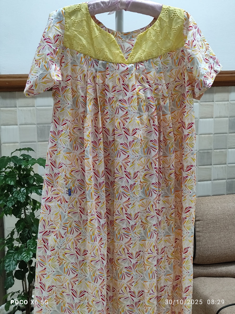 Cotton Side zip, With Pockets, Back A-line Medium Printed Maternity Wear