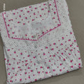 Cotton Pleated, With Pockets, Half Open Large Printed Nighty