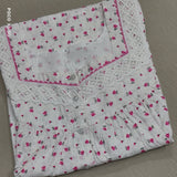 Cotton Pleated, With Pockets, Half Open Large Printed Nighty