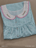 Cotton Pleated, With Pockets, Half Open Medium Printed Nighty