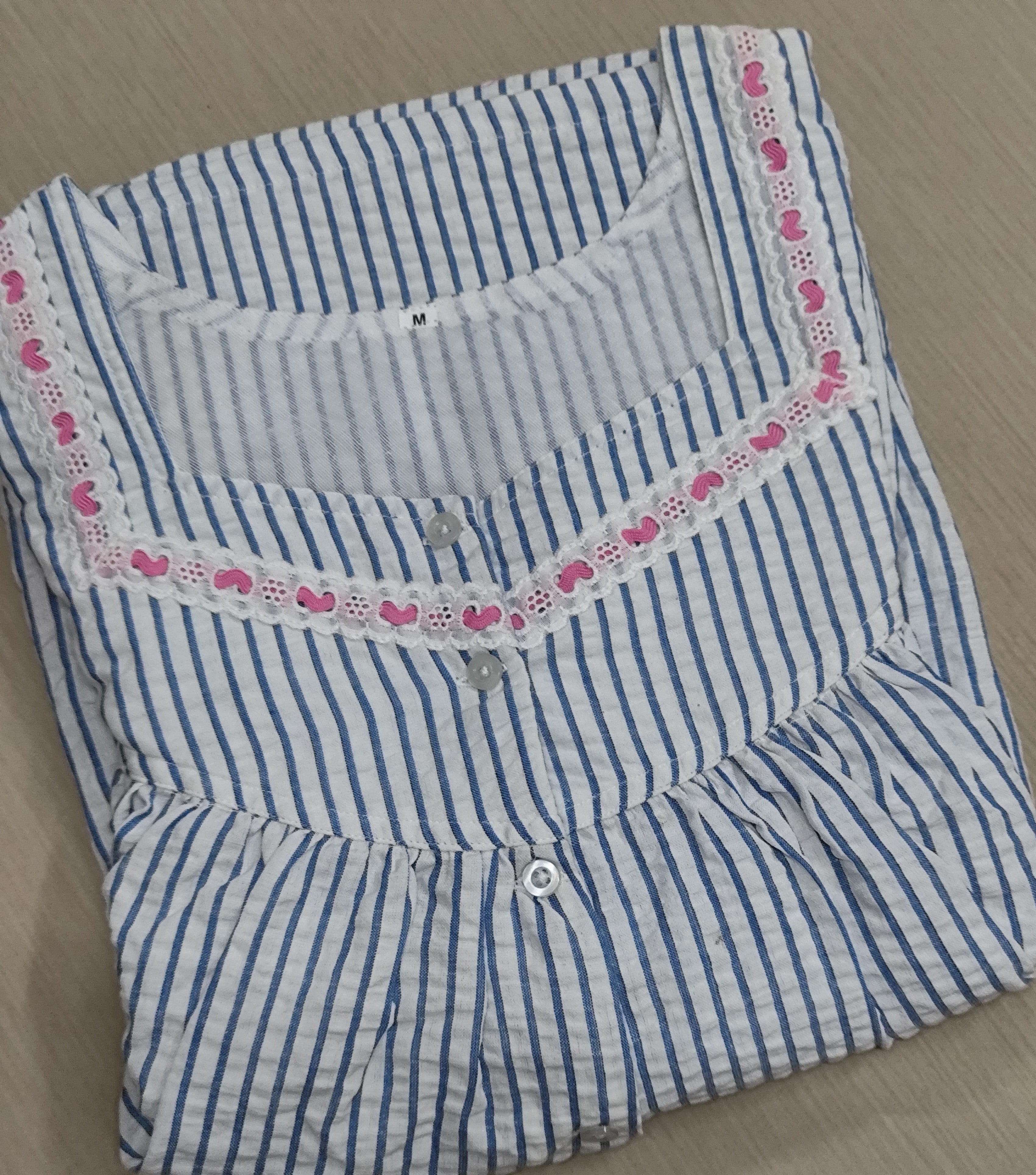 Cotton With Pockets, Half Open Medium Printed Nighty