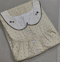 Cotton Pleated, With Pockets, Half Open Medium Printed Nighty