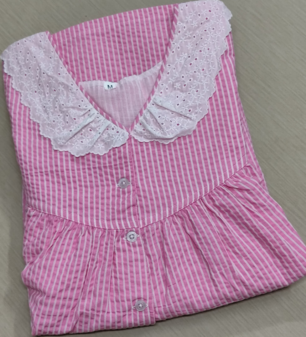 Bantex Pleated, With Pockets, Half Open Medium Printed Nighty