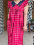 Cotton Pleated, Side zip, With Pockets, Back A-line, Side elastic Medium Printed Maternity Wear