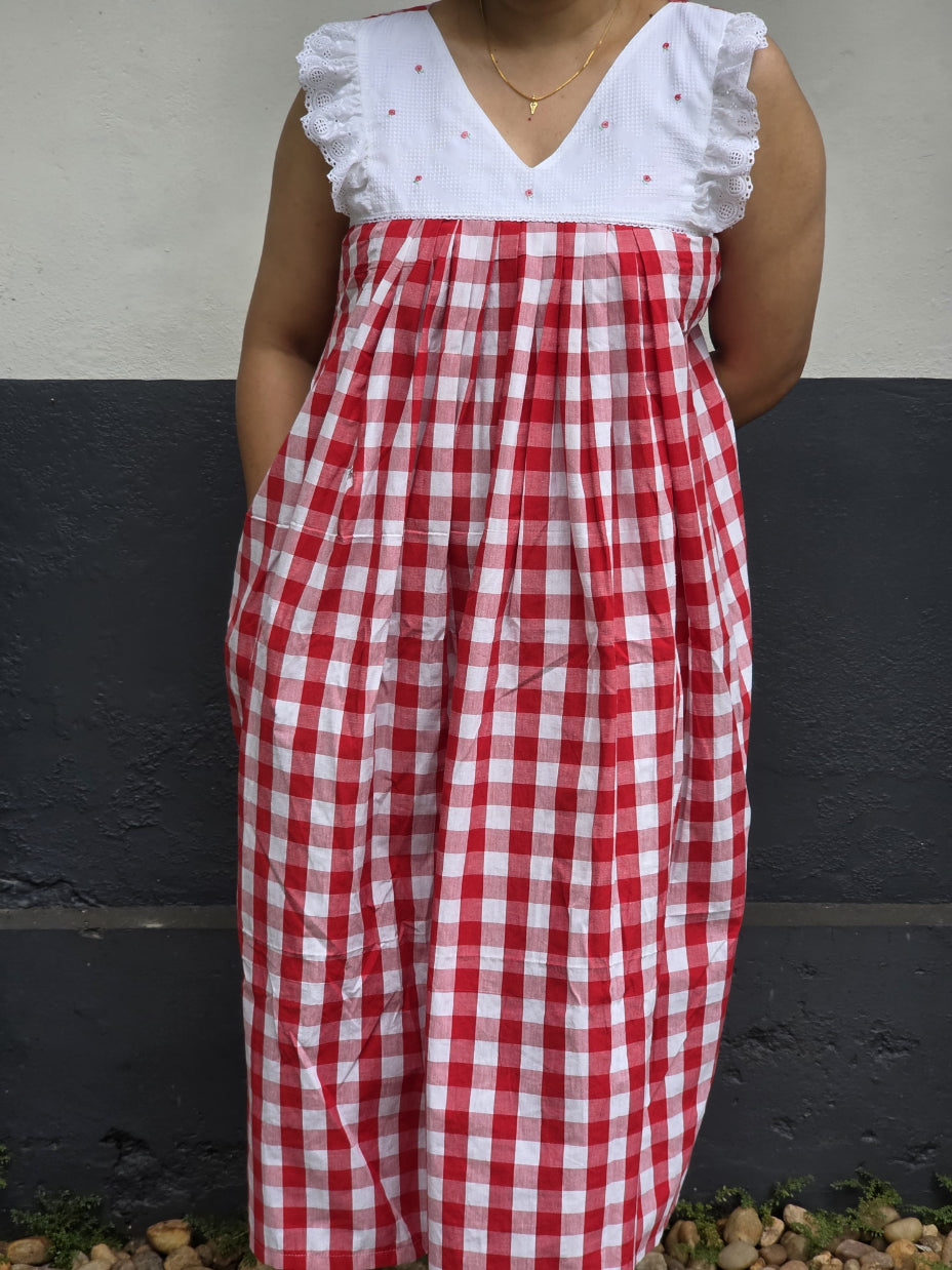 Cotton Pleated, Side zip, With Pockets, Back A-line, Side elastic Small Printed Maternity Wear