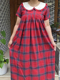 Cotton Pleated, Side zip, With Pockets, Back A-line, Side elastic Large Printed Maternity Wear