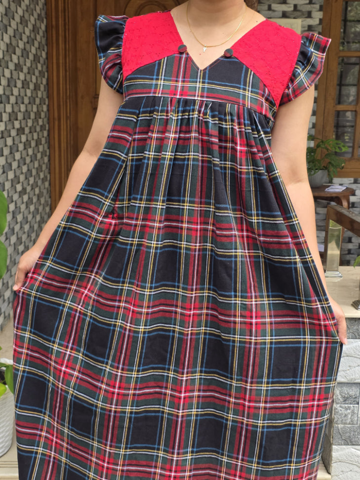 Cotton Pleated, Side zip, With Pockets, Back A-line, Side elastic Large Printed Maternity Wear