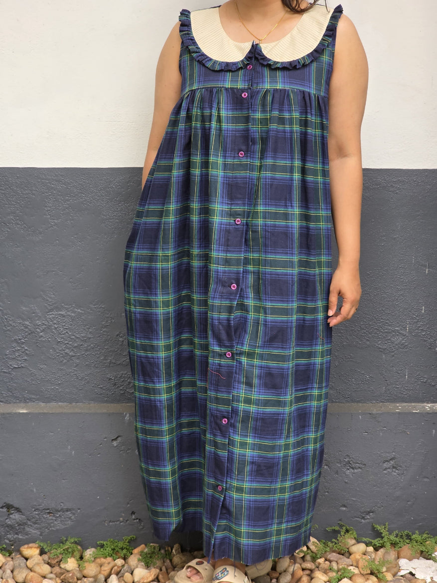 Cotton Pleated, With Pockets, Back A-line, Side elastic Small Printed Frock Nighty