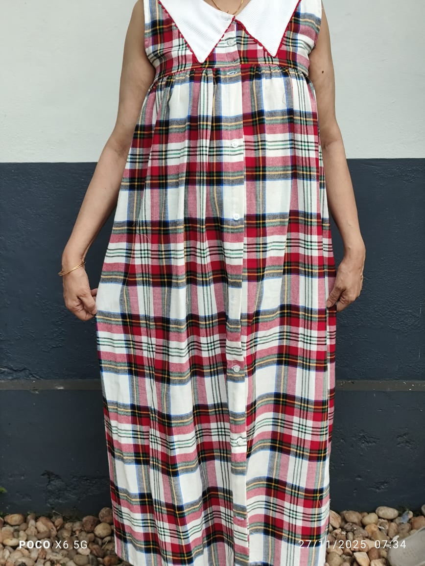 Cotton Pleated, With Pockets, Back A-line, Full Open, Side elastic Small Printed Maternity Wear