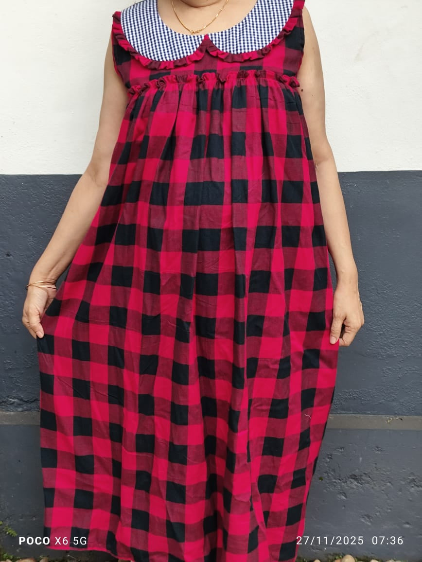 Cotton With Pockets, Sleeveless, Side elastic Large Printed Maternity Wear