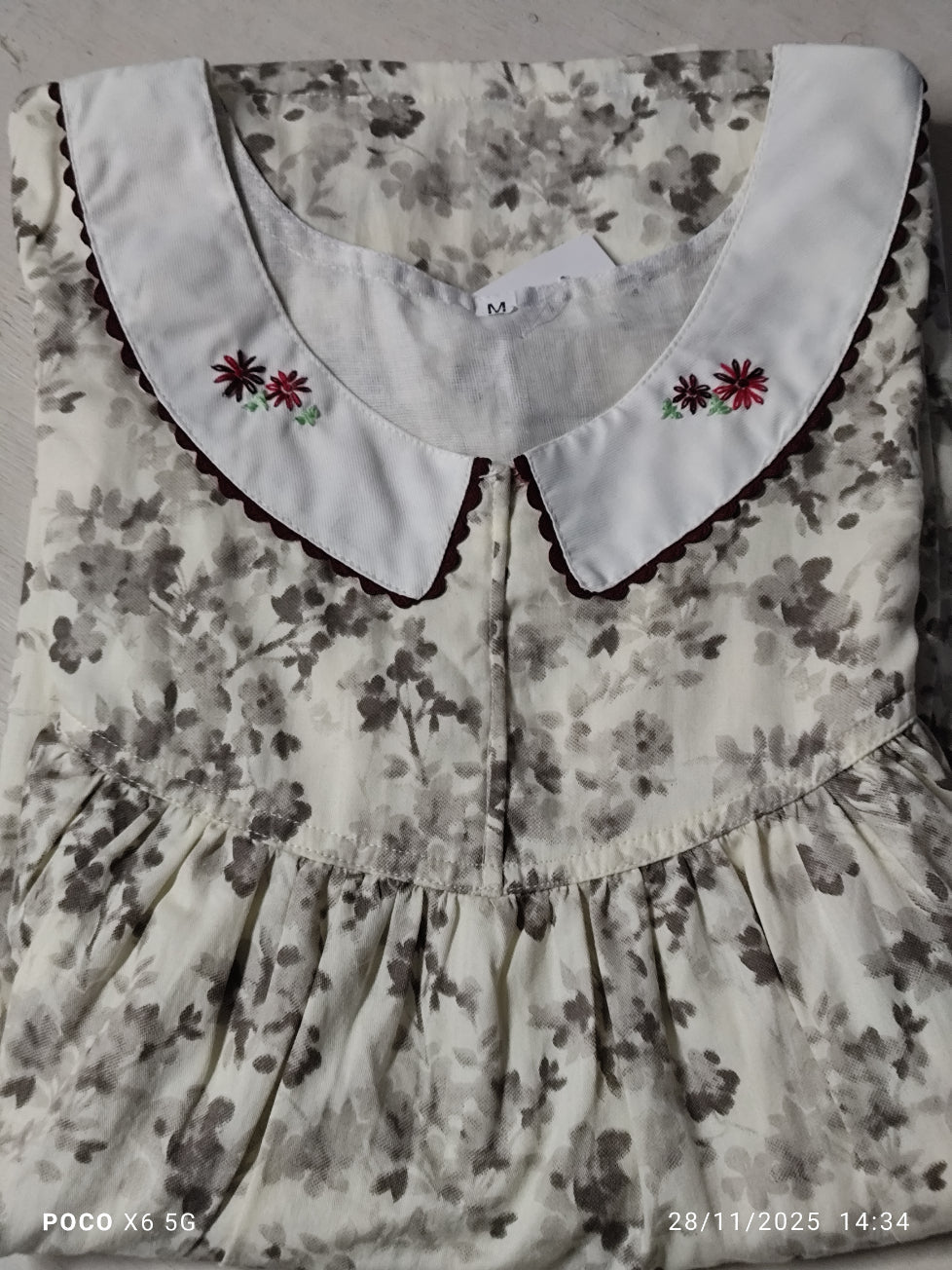 Cotton Pleated, Full Open Medium Printed Nighty