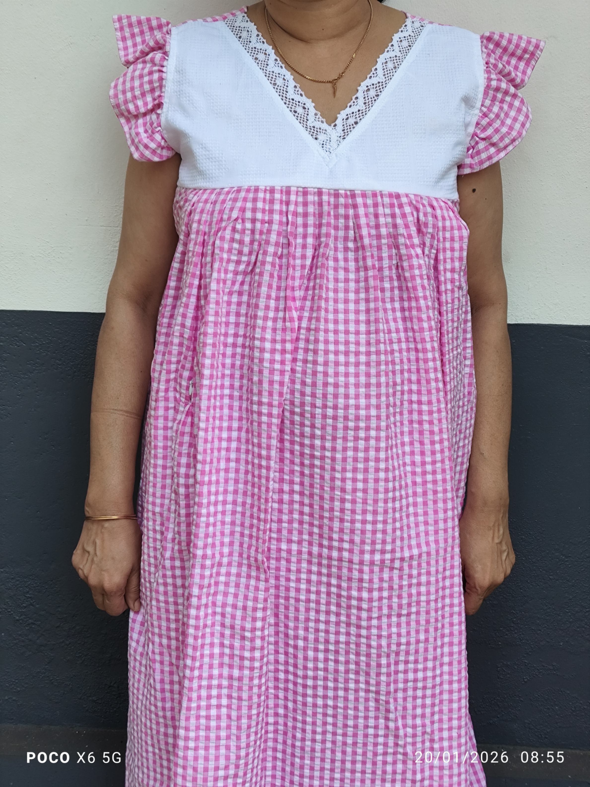 Cotton Pleated, Side zip, With Pockets, Back A-line, Side elastic Small Printed Maternity Wear