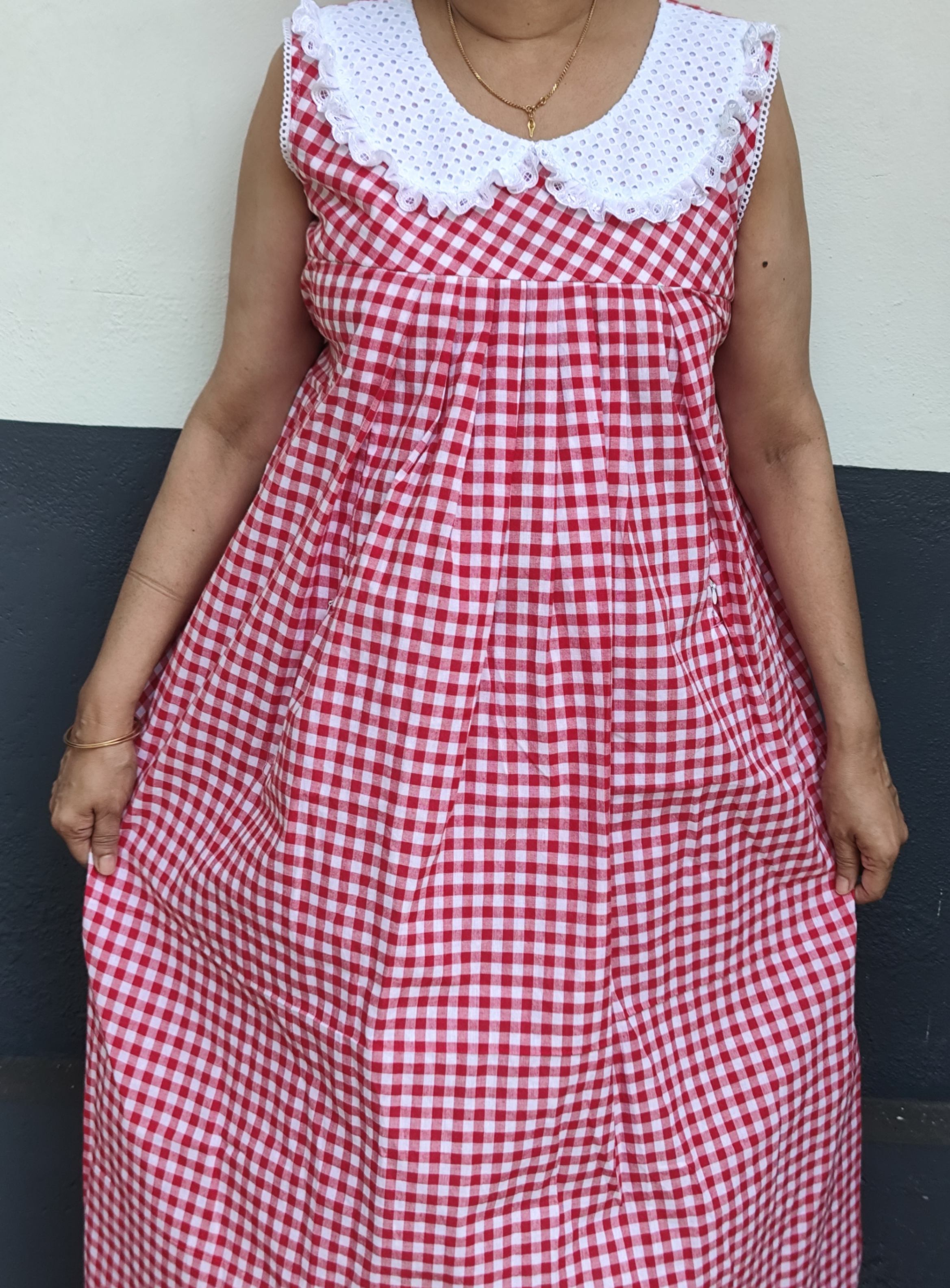 Cotton Pleated, Side zip, With Pockets, Back A-line, Side elastic Medium Printed Maternity Wear