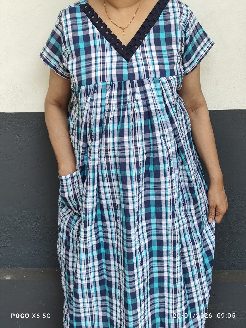 Cotton Pleated, Side zip, With Pockets, Back A-line, Side elastic Medium Printed Maternity Wear