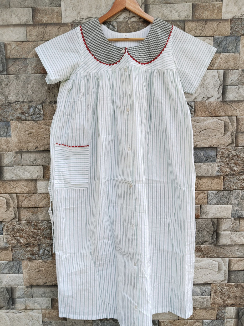 Cotton Pleated, Tying String, With Pockets, Full Open Large Printed Maternity Wear
