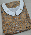 Soft Cotton Pleated, With Pockets, Half Open Medium Printed Nighty