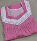 Cotton Pleated, With Pockets, Half Open Small Printed Nighty