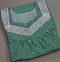 Cotton Pleated, With Pockets, Half Open Small Printed Nighty