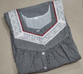 Cotton Pleated, With Pockets, Half Open Small Printed Nighty