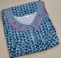Cotton Pleated, With Pockets, No Open Large Printed Nighty