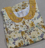 Cotton Pleated, With Pockets, Half Open Medium Printed Nighty