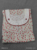 Soft Cotton Pleated, With Pockets, Half Open Small Printed Nighty