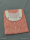 Cotton Pleated, With Pockets, Half Open Small Printed Nighty