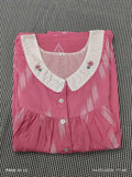 Cotton Pleated, With Pockets, Half Open Small Printed Nighty