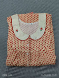 Cotton Pleated, With Pockets, Half Open Small Printed Nighty