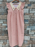 Cotton Pleated, With Pockets, Back A-line, Sleeveless, Full Open, Side elastic Medium Printed Frock Nighty