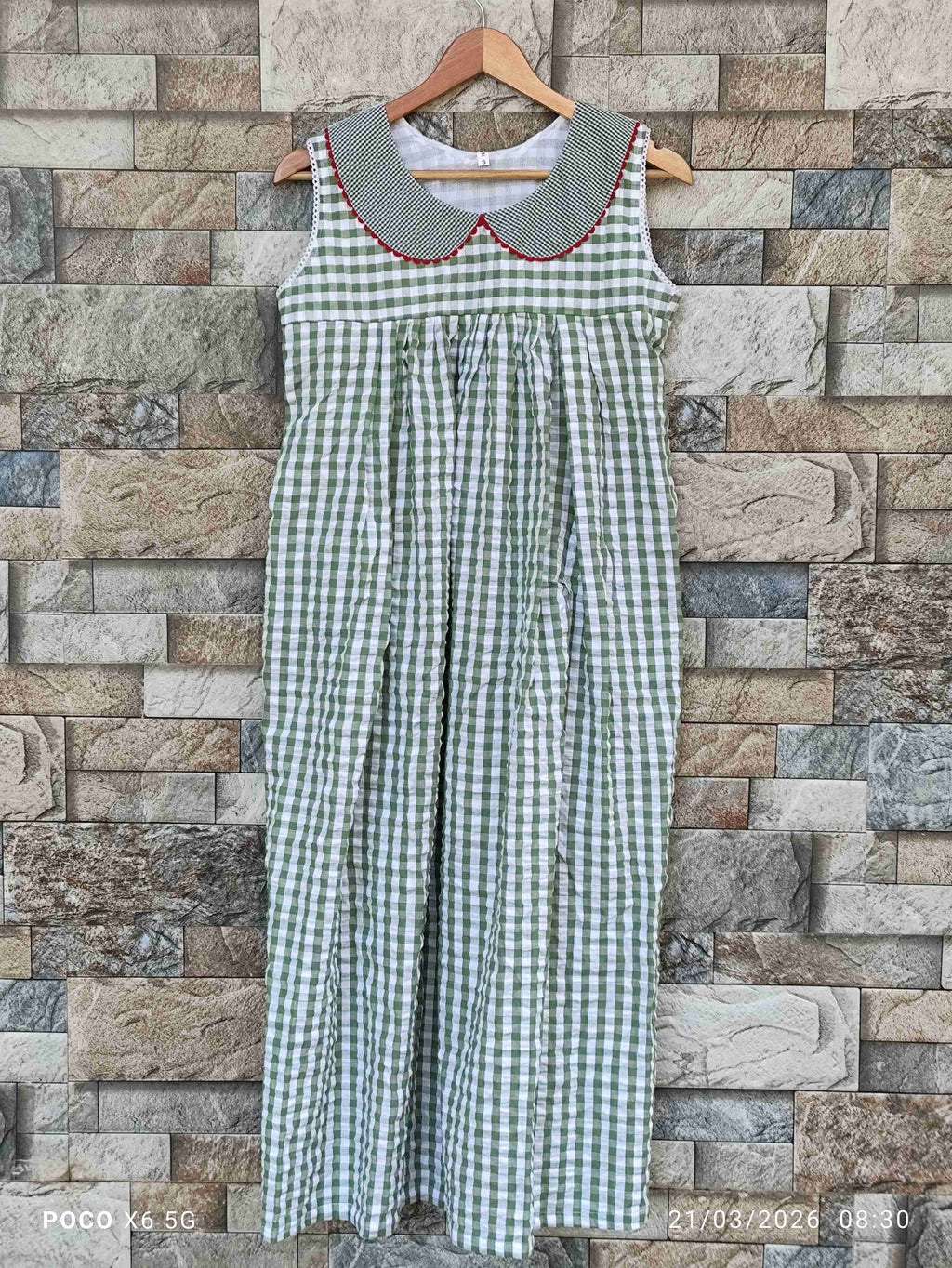 Cotton Pleated, Side zip, With Pockets, Back A-line, Sleeveless, Side elastic Small Printed Maternity Wear