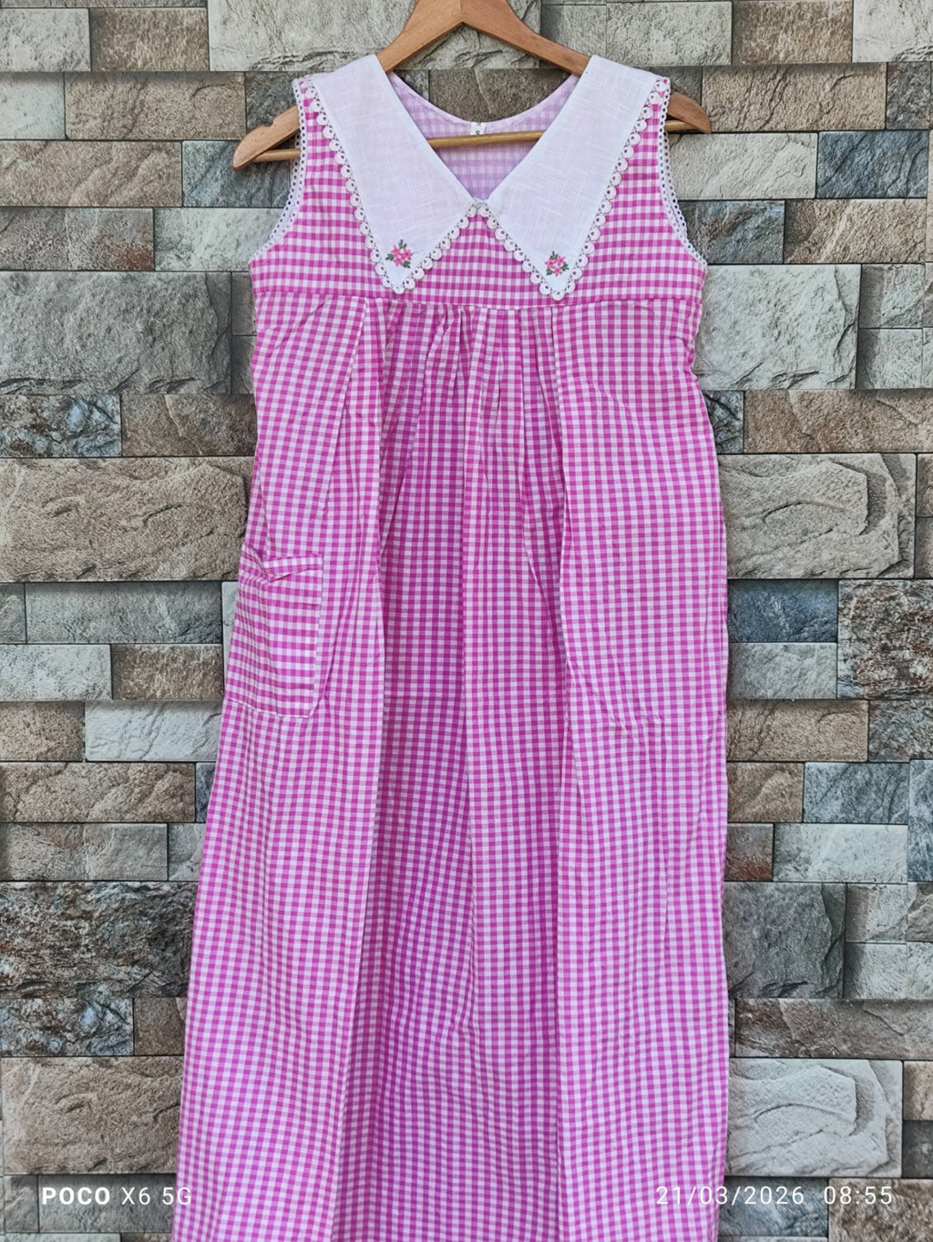 Cotton Pleated, Side zip, With Pockets, Back A-line, Sleeveless, Side elastic Large Printed Maternity Wear