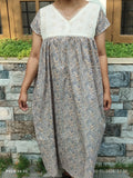 Cotton Pleated, With Pockets, Back A-line, Central zip, Side elastic Large Printed Maternity Wear