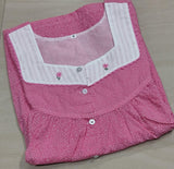 Cotton Pleated, With Pockets, Half Open Medium Printed Nighty