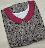 Cotton Pleated, With Pockets, No Open Medium Printed Nighty