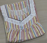 Cotton Pleated, With Pockets, Half Open Medium Printed Nighty