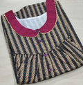 Cotton Pleated, With Pockets, Half Open Medium Printed Nighty