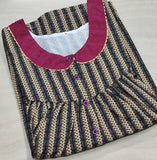 Cotton Pleated, With Pockets, Half Open Medium Printed Nighty