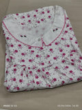 Soft Cotton Pleated, With Pockets, Half Open Medium Printed Nighty