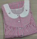 Cotton Pleated, With Pockets, Half Open Medium Printed Nighty