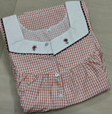 Cotton Pleated, With Pockets, Half Open Medium Printed Nighty